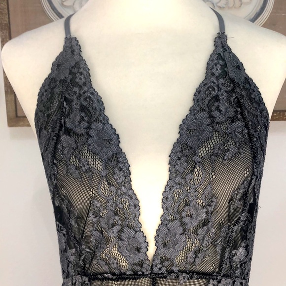 NWOT! Free People Intimately black & silver lace one piece. Sz XS - Picture 2 of 7